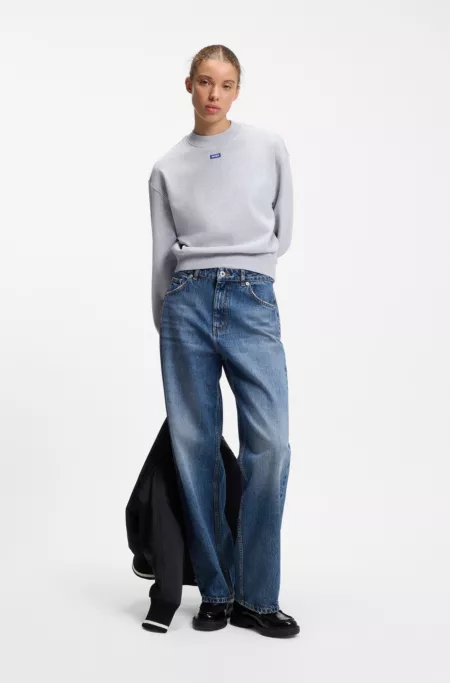 Cotton-terry sweatshirt with logo badge