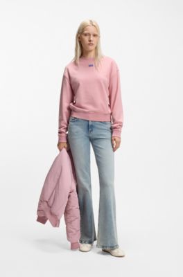 Cotton-terry sweatshirt with logo badge, light pink