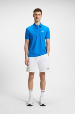 Active slim-fit polo shirt with bonded seams, Dark Blue