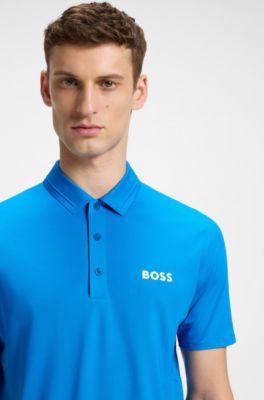 Active slim-fit polo shirt with bonded seams, Dark Blue