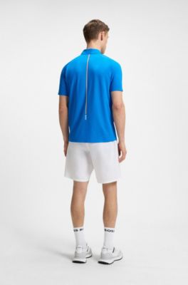 Active slim-fit polo shirt with bonded seams, Dark Blue