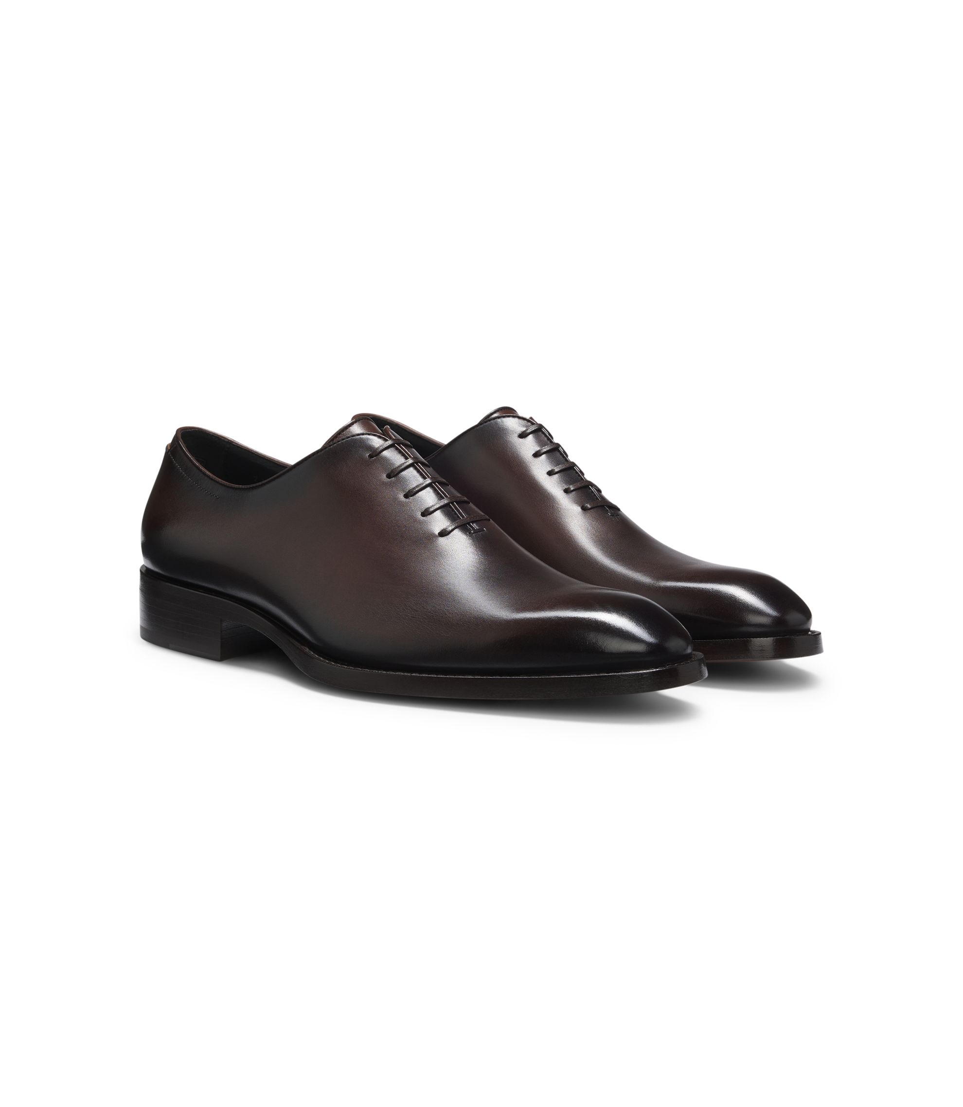 BOSS - Italian-made Oxford shoes in burnished leather - Dark Brown