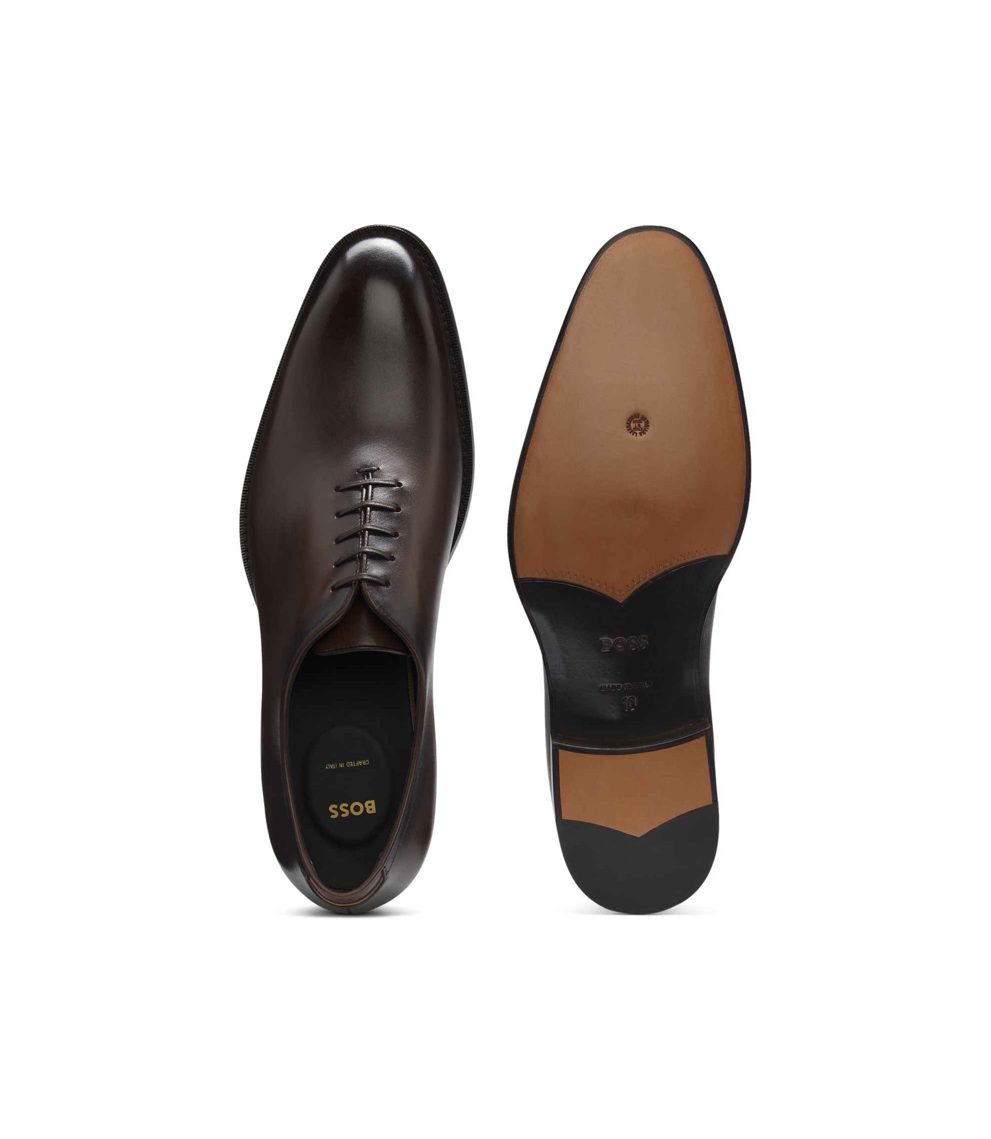HUGO BOSS MENS RICH BROWN LEATHER OXFORDS SHOES MADE IN ITALY Sz 8 Amazon.com | Hugo Boss Men main image 3