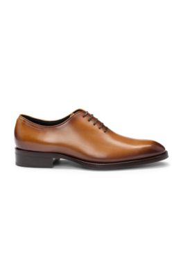 Zapatos oxford elaborados en Italia en piel pulida, Marr&oacute;n