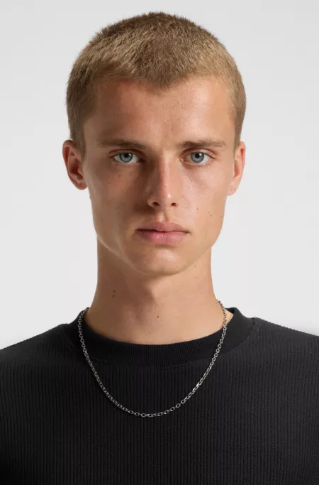 Waffle-structure T-shirt in a cotton blend