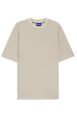 T-shirt en jersey de coton avec patch logot&eacute; bleu, Blanc
