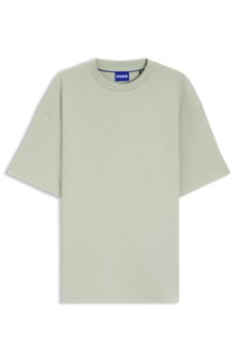 Waffle-structure T-shirt in a cotton blend, Light Green