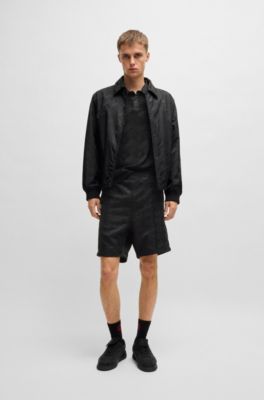 Relaxed-fit bomber jacket with geometric-logo jacquard, Black