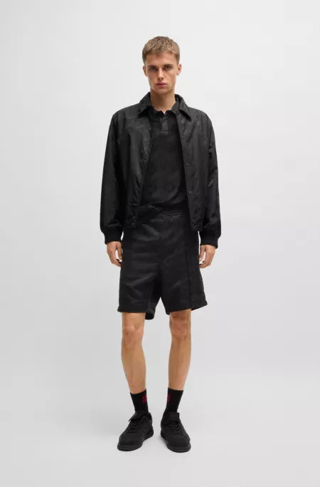 Relaxed-fit bomber jacket with geometric-logo jacquard