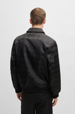Relaxed-fit bomber jacket with geometric-logo jacquard, Black