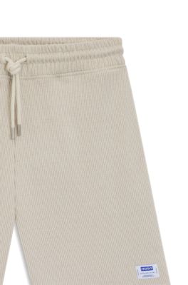 Short ample en coton m&eacute;lang&eacute; &agrave; la structure gaufr&eacute;e, Beige clair