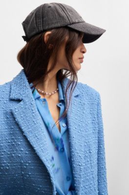 Relaxed-fit jacket in textured boucl&eacute;, Light Blue