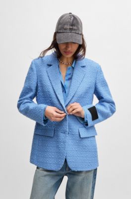 Relaxed-fit jacket in textured boucl&eacute;, Light Blue