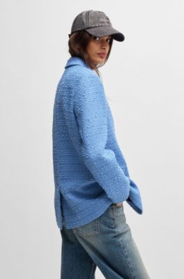 Relaxed-fit jacket in textured boucl&eacute;, Light Blue