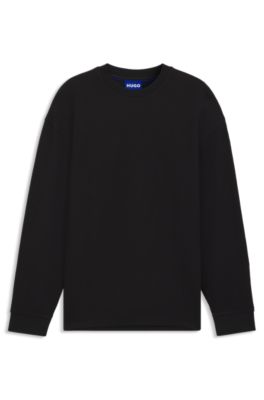 Waffle-structure T-shirt in a cotton blend, Black