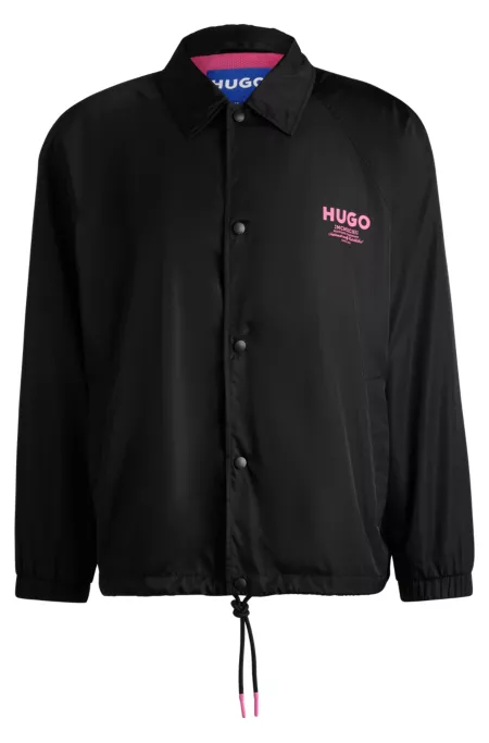 Regular-fit water-repellent coach jacket with logo prints