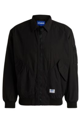 Cotton-ripstop flight jacket with logo label, Dark Grey