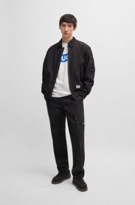 Cotton-ripstop flight jacket with logo label, Dark Grey