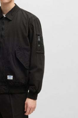 Cotton-ripstop flight jacket with logo label, Dark Grey