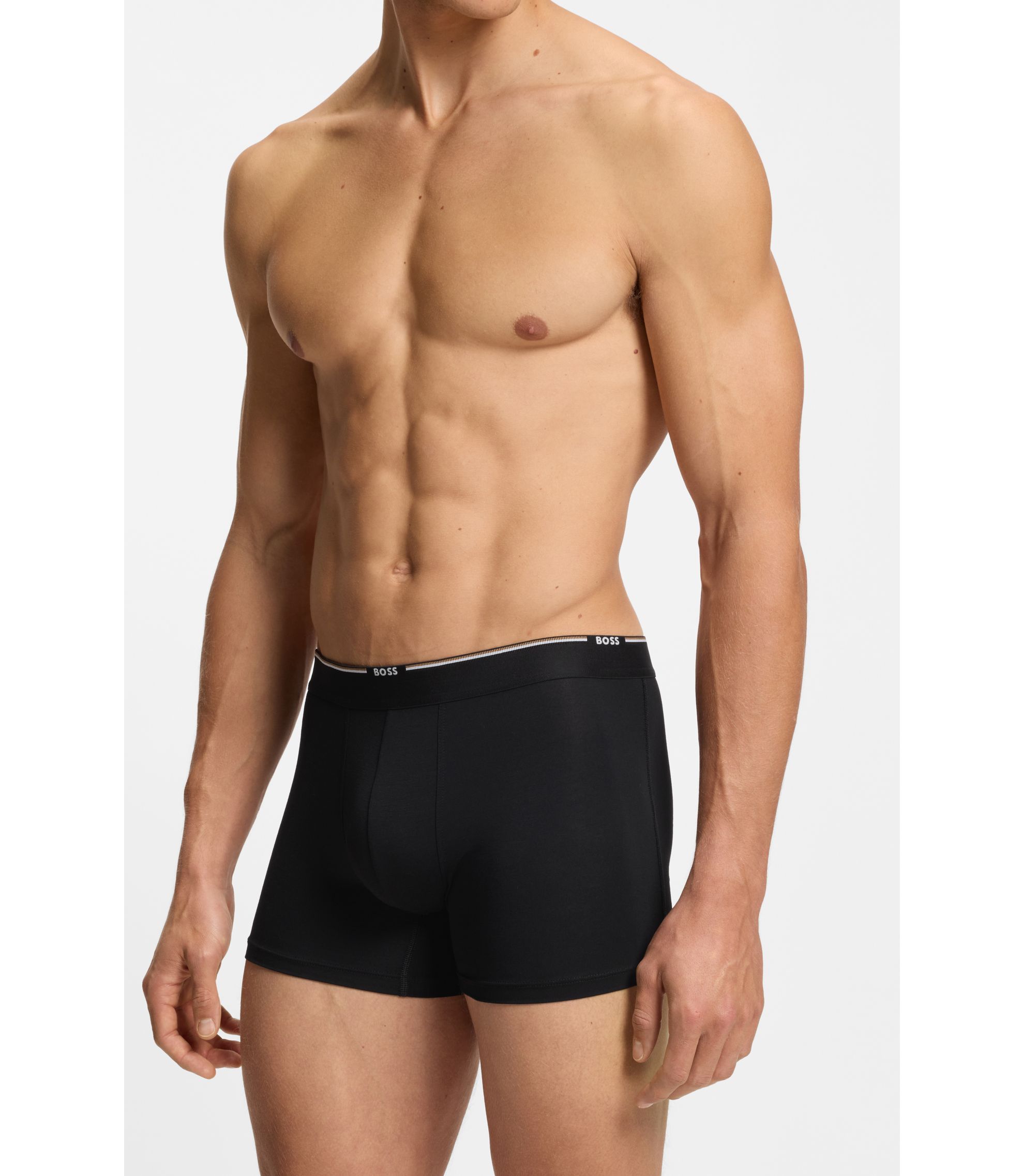 BOSS - Three-pack of bamboo-blend boxer briefs - Black