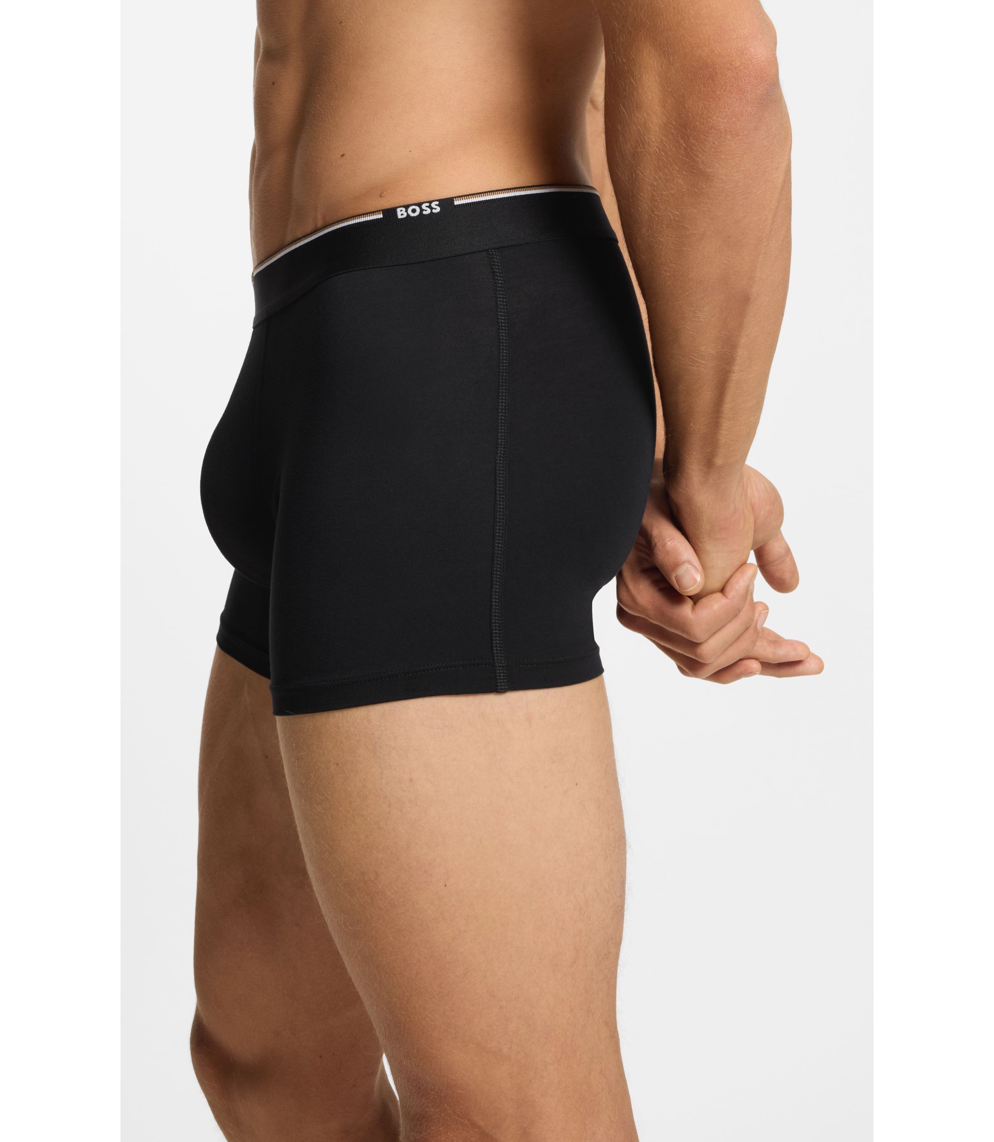 BOSS - Three-pack of bamboo-blend boxer briefs - Black