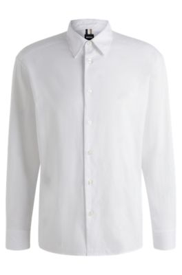 Camisa relaxed fit en algod&oacute;n con monogramas Double B bordados, Blanco