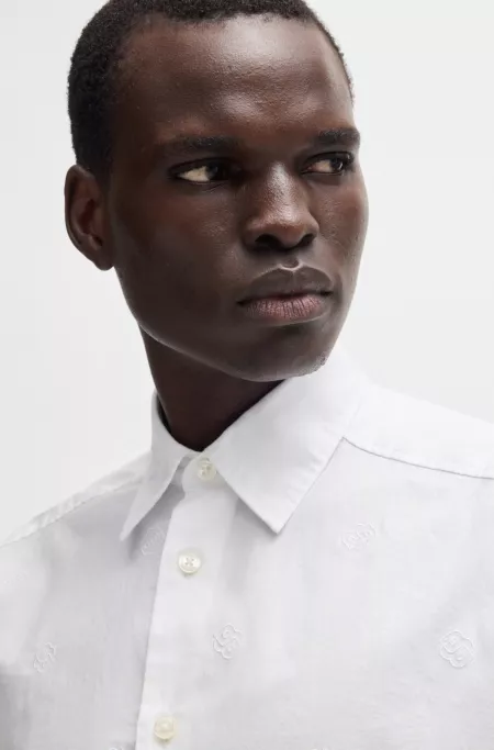 Relaxed-fit cotton shirt with embroidered Double B monograms