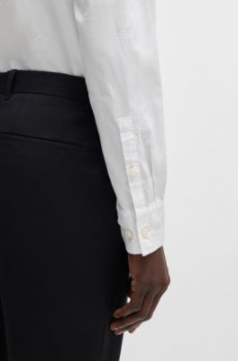 Camisa relaxed fit en algod&oacute;n con monogramas Double B bordados, Blanco