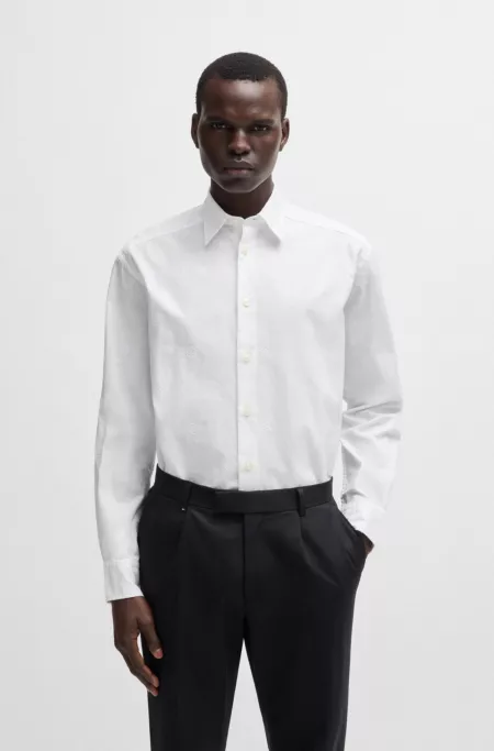 Relaxed-fit cotton shirt with embroidered Double B monograms