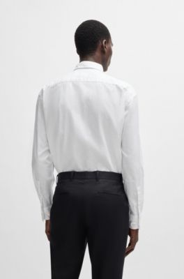 Camisa relaxed fit en algod&oacute;n con monogramas Double B bordados, Blanco