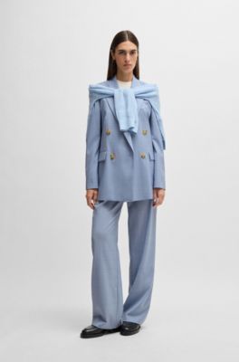 Regular-fit trousers in checked wool, Patterned