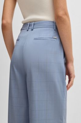 Regular-fit trousers in checked wool, Patterned