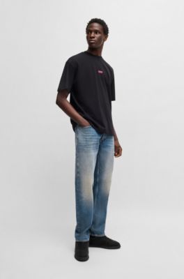Regular-fit jeans in mid-blue stonewashed denim, Blue