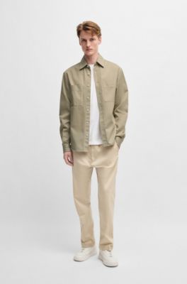 Camisa relaxed fit en sarga de algod&oacute;n, Beige claro