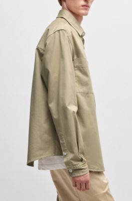 Camisa relaxed fit en sarga de algod&oacute;n, Beige claro