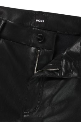 Five-pocket trousers in faux leather, Black