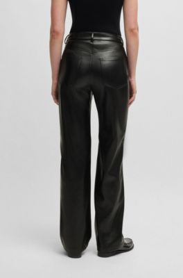 Five-pocket trousers in faux leather, Black