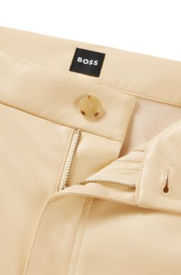 Five-pocket trousers in faux leather, Light Beige