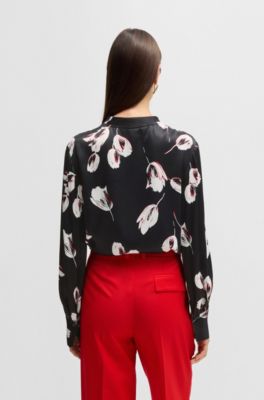 Relaxed-fit blouse with tulip print, Patterned