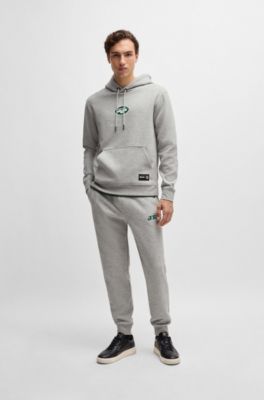 Sudadera BOSS x NFL en interlock con capucha y detalle especial de la marca, Jets