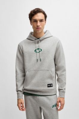 Sudadera BOSS x NFL en interlock con capucha y detalle especial de la marca, Jets