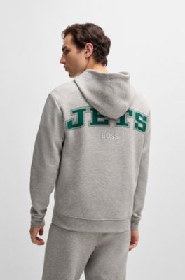 Sudadera BOSS x NFL en interlock con capucha y detalle especial de la marca, Jets