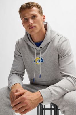 Sudadera BOSS x NFL en interlock con capucha y detalle especial de la marca, Rams