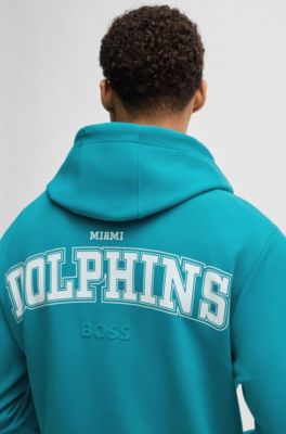 Sudadera BOSS x NFL en interlock con capucha y detalle especial de la marca, Dolphins