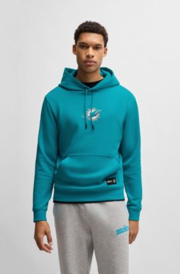 Sudadera BOSS x NFL en interlock con capucha y detalle especial de la marca, Dolphins