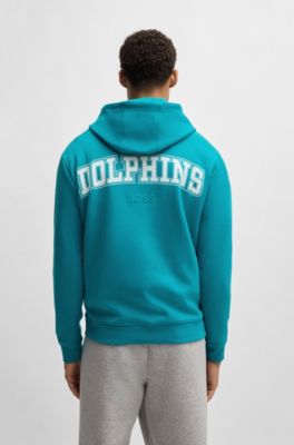Sudadera BOSS x NFL en interlock con capucha y detalle especial de la marca, Dolphins