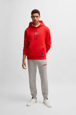 Sudadera BOSS x NFL en interlock con capucha y detalle especial de la marca, 49ers