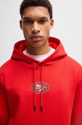 Sudadera BOSS x NFL en interlock con capucha y detalle especial de la marca, 49ers