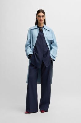 Relaxed-fit trousers in wool, Dark Blue