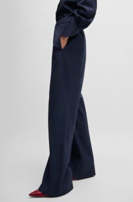 Relaxed-fit trousers in wool, Dark Blue